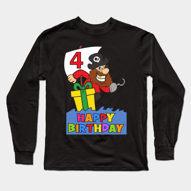 4th Birthday Party 4 Year Old Four Years Long Sleeve T-Shirt by KidsBirthdayPartyShirts